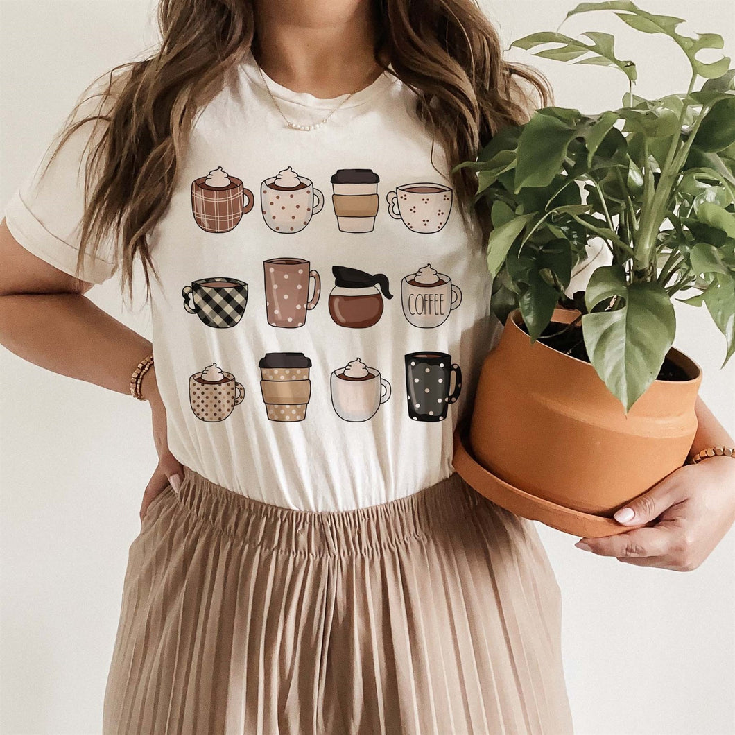 My Favorite Things - Coffee Lover Cute Coffee Cup Graphic Tee