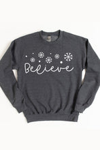 Load image into Gallery viewer, Believe Script Christmas Crewneck Pullover Sweatshirt