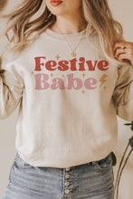 Load image into Gallery viewer, Festive Babe Christmas Crewneck Pullover Sweatshirt