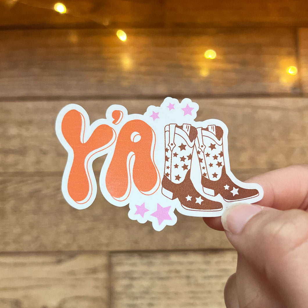 Yall Cowboy Boots vinyl Sticker|Cowboy boots decal|Cowboy sticker|yall sticker|Western Sticker|Cute Sticker|Gifts for Her|Waterproof Sticker