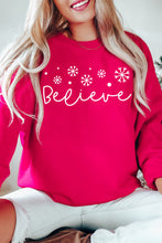 Load image into Gallery viewer, Believe Script Christmas Crewneck Pullover Sweatshirt