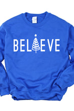 Load image into Gallery viewer, Believe Tree Christmas Crewneck Pullover Sweatshirt
