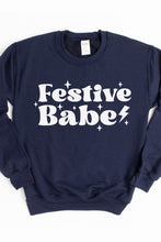 Load image into Gallery viewer, Festive Babe Christmas Crewneck Pullover Sweatshirt