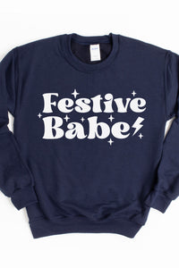 Festive Babe Christmas Crewneck Pullover Sweatshirt