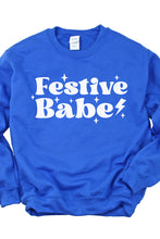 Load image into Gallery viewer, Festive Babe Christmas Crewneck Pullover Sweatshirt