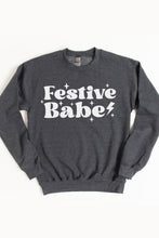 Load image into Gallery viewer, Festive Babe Christmas Crewneck Pullover Sweatshirt