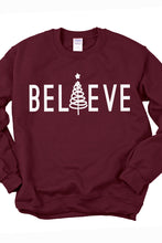 Load image into Gallery viewer, Believe Tree Christmas Crewneck Pullover Sweatshirt