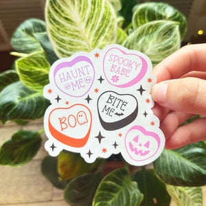 Spooky Candy Hearts Halloween Sticker|Spooky Sticker|Candy Heart Sticker|Halloween Sticker|Spooky Decal|Halloween Decal|Waterbottle Sticker