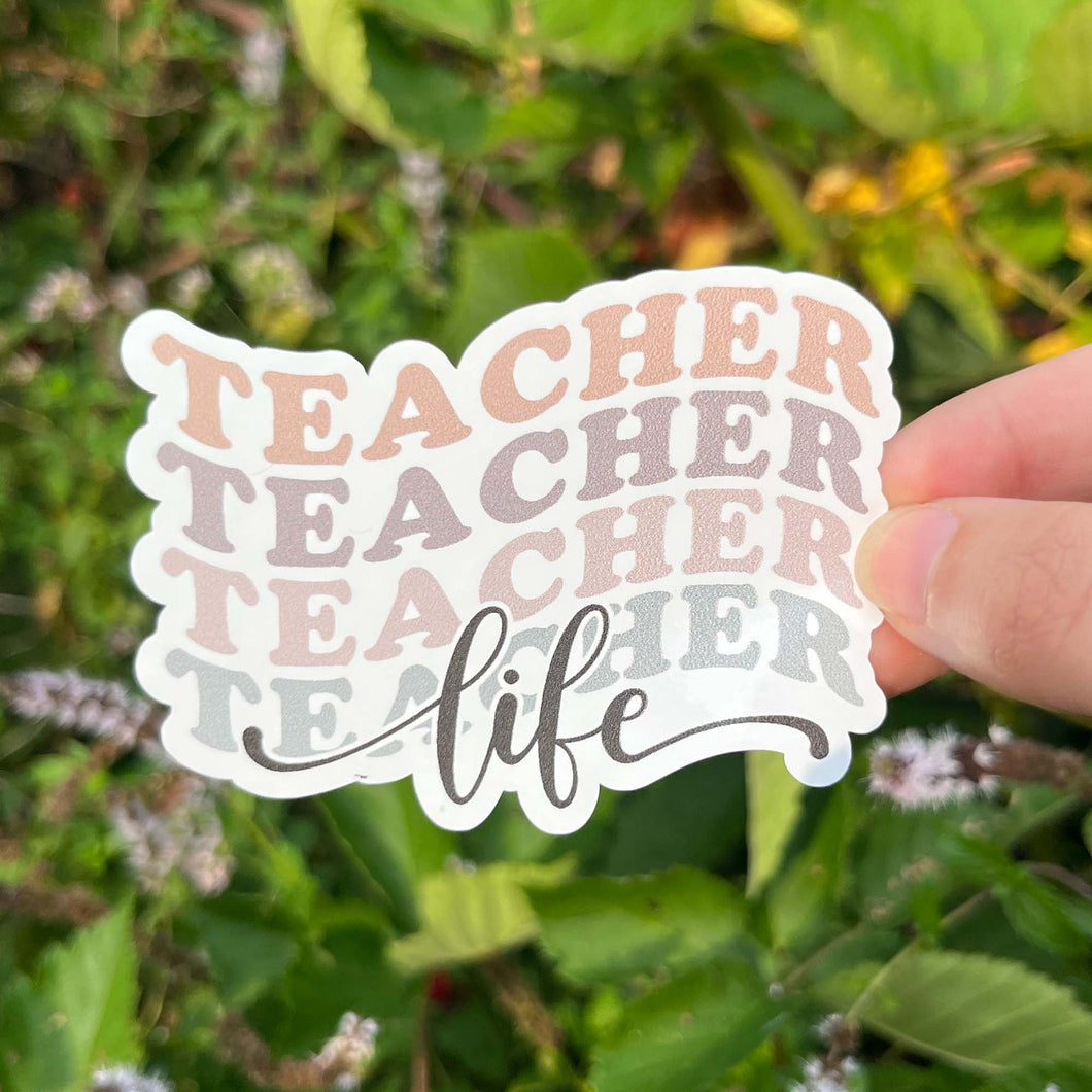 Retro Wavy Teacher Life Sticker|Teacher Sticker|Back To School Sticker|Waterproof Sticker|Vinyl Sticker|Teacher Gift|Gift For Her|Sticker