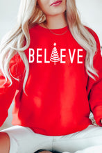Load image into Gallery viewer, Believe Tree Christmas Crewneck Pullover Sweatshirt