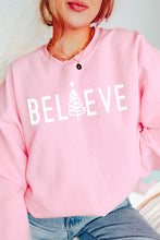 Load image into Gallery viewer, Believe Tree Christmas Crewneck Pullover Sweatshirt