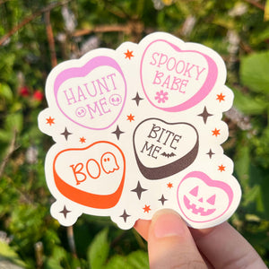 Spooky Candy Hearts Halloween Sticker|Spooky Sticker|Candy Heart Sticker|Halloween Sticker|Spooky Decal|Halloween Decal|Waterbottle Sticker