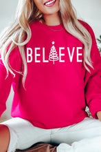 Load image into Gallery viewer, Believe Tree Christmas Crewneck Pullover Sweatshirt