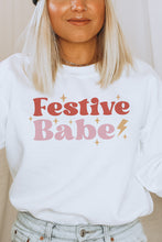 Load image into Gallery viewer, Festive Babe Christmas Crewneck Pullover Sweatshirt