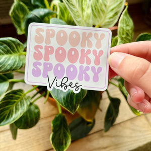 Sppoky Vibes Retro Pastel Waterproof Sticker Waterbottle Sticker | Halloween Pastel Retro Wavy Text Vinyl Sticker |Halloween Laptop Sticker
