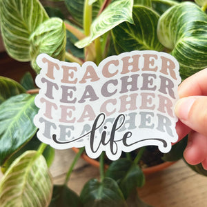 Retro Wavy Teacher Life Sticker|Teacher Sticker|Back To School Sticker|Waterproof Sticker|Vinyl Sticker|Teacher Gift|Gift For Her|Sticker