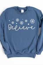 Load image into Gallery viewer, Snowflake Believe Christmas Crewneck Pullover Sweatshirt